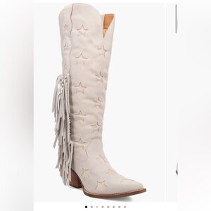 Dingo Super Star Knee High Cutout Fringe Wedtern Boots (Wide Calf)